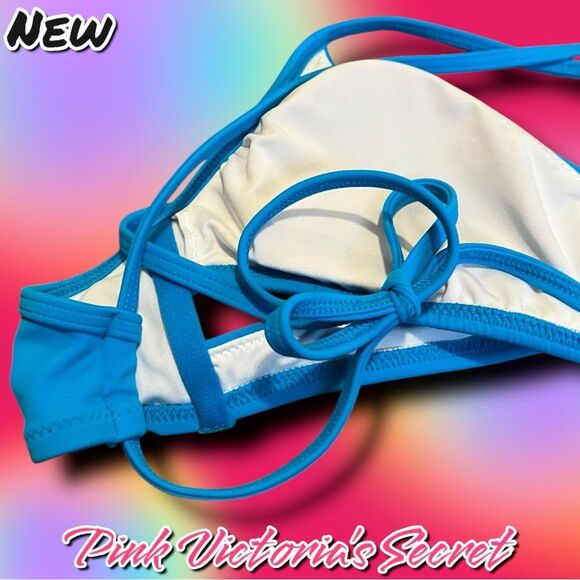 Preowned Victoria’s Secret PINK Blue Triangle Bikini Top – Size S - Picture 6 of 10